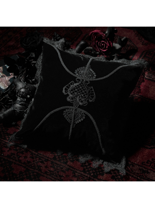 Gothic Black Decal Velvet Square Cushion Pillow Cover Sleeve
