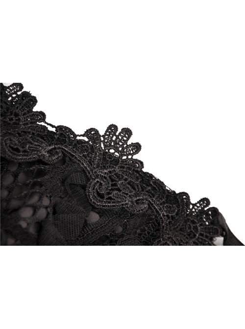Gothic Black Elegant Lace Corset Tie Aesthetic Long Tail Sexy Tulle Hem Dress