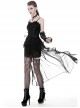 Gothic Black Elegant Lace Corset Tie Aesthetic Long Tail Sexy Tulle Hem Dress