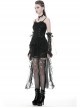 Gothic Black Elegant Lace Corset Tie Aesthetic Long Tail Sexy Tulle Hem Dress