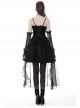 Gothic Black Elegant Lace Corset Tie Aesthetic Long Tail Sexy Tulle Hem Dress