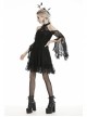 Crochet Sexy Black Sling Off Shoulder Cutout Lace Flared Sleeves Gothic Backless Dress
