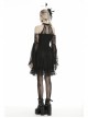 Crochet Sexy Black Sling Off Shoulder Cutout Lace Flared Sleeves Gothic Backless Dress