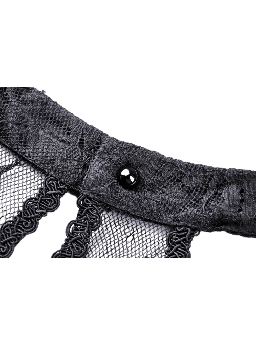 Crochet Sexy Black Sling Off Shoulder Cutout Lace Flared Sleeves Gothic Backless Dress