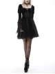 Black Pagoda Sleeve Square Neck Velvet Lace Up Sexy Gothic Cool Double Princess Dress