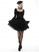 Black Pagoda Sleeve Square Neck Velvet Lace Up Sexy Gothic Cool Double Princess Dress