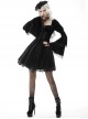 Black Pagoda Sleeve Square Neck Velvet Lace Up Sexy Gothic Cool Double Princess Dress