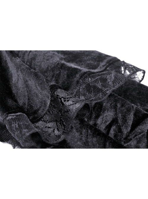 Black Pagoda Sleeve Square Neck Velvet Lace Up Sexy Gothic Cool Double Princess Dress