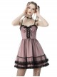 Cool Black Mesh Double Layer Pink Cute Punk Sling Side Zipper Tube Top Doll Dress