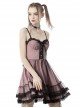 Cool Black Mesh Double Layer Pink Cute Punk Sling Side Zipper Tube Top Doll Dress