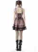 Cool Black Mesh Double Layer Pink Cute Punk Sling Side Zipper Tube Top Doll Dress