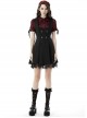 Lace Black Wide Strap Low Cut Gothic Bow Belt Mystery Dress