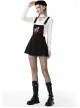 Black Suspender Pleated Skirt Print Pin Gothic Sexy Statement Suspender Skirt