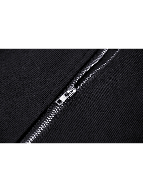 Black Suspender Pleated Skirt Print Pin Gothic Sexy Statement Suspender Skirt
