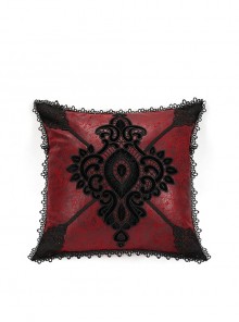 Gothic Red Decal Ornate Hold Square Pillow Cushion