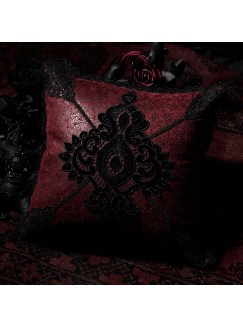 Gothic Red Decal Ornate Hold Square Pillow Cushion
