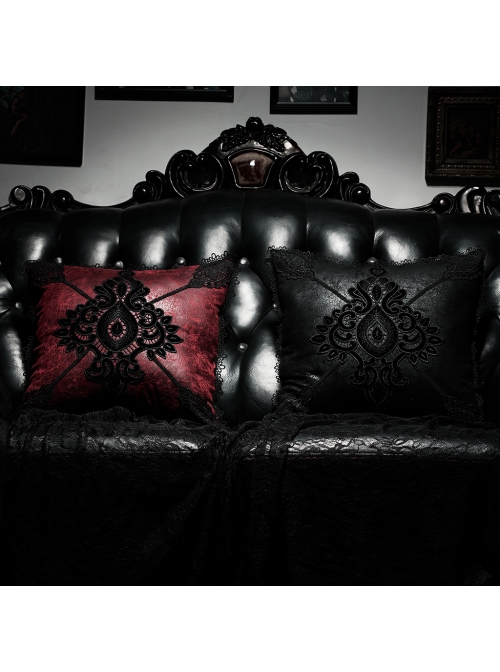 Gothic Red Decal Ornate Hold Square Pillow Cushion