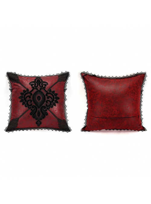 Gothic Red Decal Ornate Hold Square Pillow Cushion