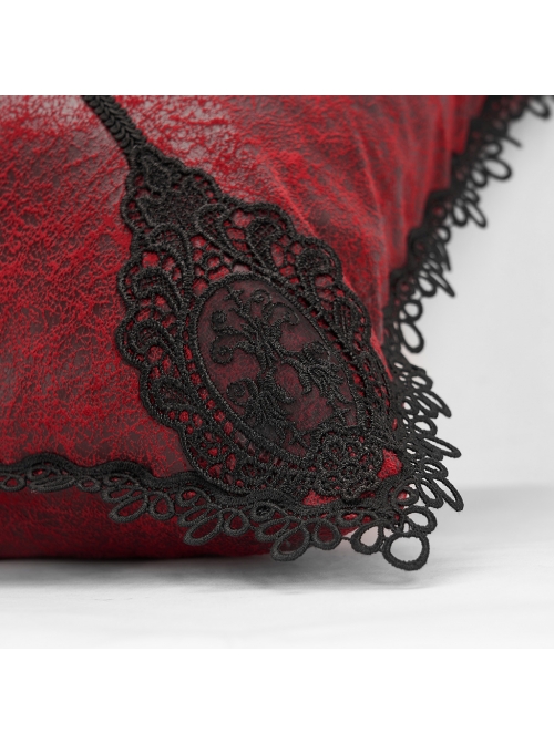 Gothic Red Decal Ornate Hold Square Pillow Cushion