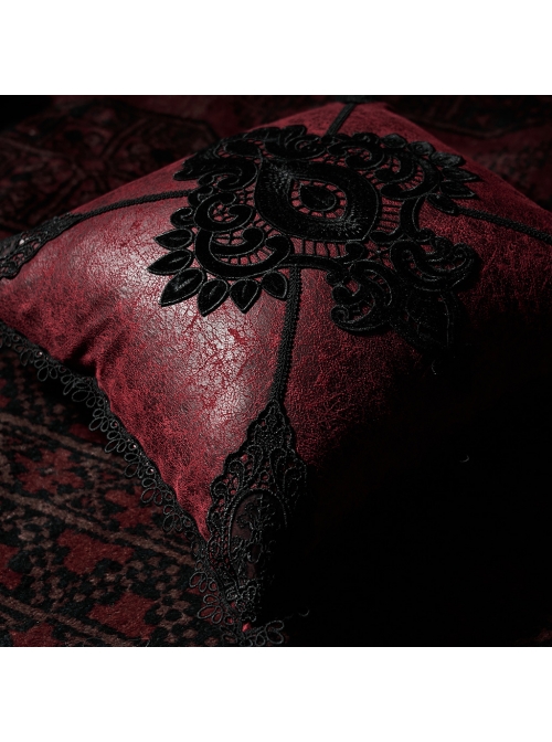 Gothic Red Decal Ornate Hold Square Pillow Cushion