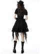 Lace Ruffle Neckline Black Sexy Palace Puff Sleeves Gothic Button Personality Strap Short Shirt