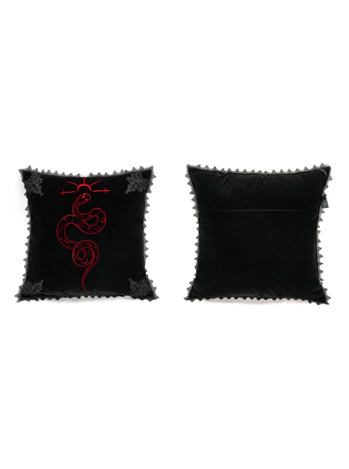 Gothic Serpent Embroidered Square Velvet Cushion Cover