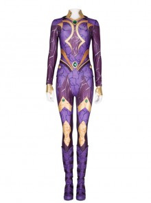 Titans Season 3 Starfire Koriand'r Purple Battle Suit Halloween Cosplay Costume Bodysuit