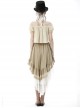 Lace Double Layer Apricot Steampunk High Waist Irregular Frill Long Back Tuxedo Skirt