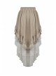 Lace Double Layer Apricot Steampunk High Waist Irregular Frill Long Back Tuxedo Skirt