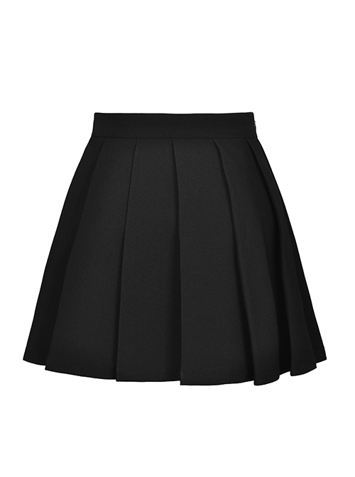 Cool Checkerboard Plaid Heart Punk Pin Personality Belt Buckle Sexy Black Pleated Skirt
