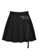 Cool Checkerboard Plaid Heart Punk Pin Personality Belt Buckle Sexy Black Pleated Skirt