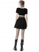 Cool Checkerboard Plaid Heart Punk Pin Personality Belt Buckle Sexy Black Pleated Skirt
