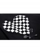 Cool Checkerboard Plaid Heart Punk Pin Personality Belt Buckle Sexy Black Pleated Skirt