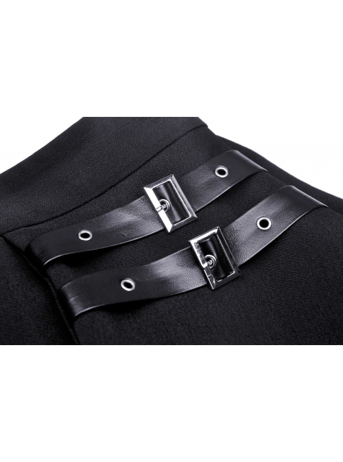 Cool Checkerboard Plaid Heart Punk Pin Personality Belt Buckle Sexy Black Pleated Skirt