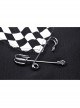 Cool Checkerboard Plaid Heart Punk Pin Personality Belt Buckle Sexy Black Pleated Skirt