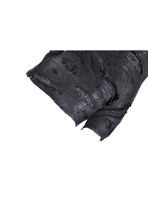 Punk Black Tie-up Ripped Design Long Gloves