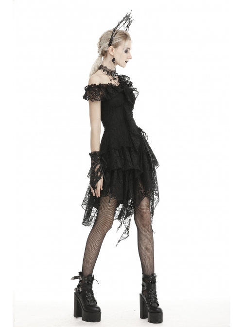 Gothic Lolita Elegant Black Embroidery Lace Gloves