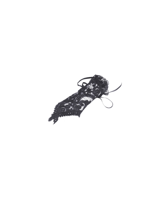Gothic Lolita Elegant Black Embroidery Lace Gloves