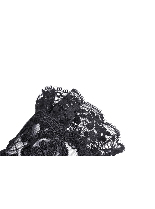 Gothic Lolita Elegant Black Embroidery Lace Gloves