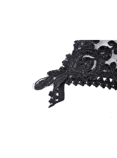 Gothic Lolita Elegant Black Embroidery Lace Gloves
