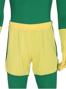 Wanda Vision Vision Green Bodysuit Yellow Cloak Halloween Cosplay Costume Yellow Shorts