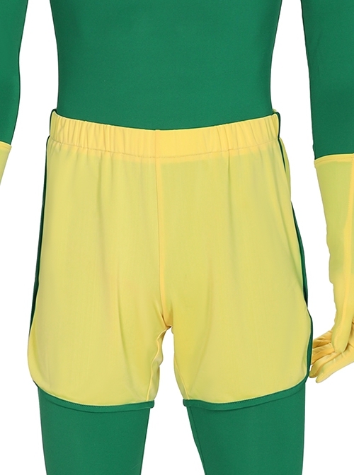 Wanda Vision Vision Green Bodysuit Yellow Cloak Halloween Cosplay Costume Yellow Shorts