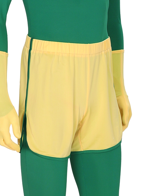 Wanda Vision Vision Green Bodysuit Yellow Cloak Halloween Cosplay Costume Yellow Shorts