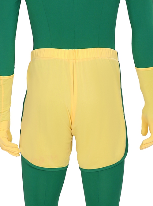 Wanda Vision Vision Green Bodysuit Yellow Cloak Halloween Cosplay Costume Yellow Shorts