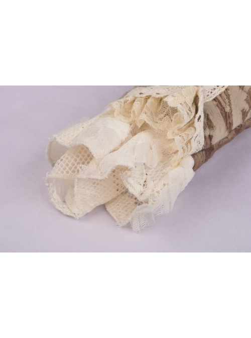 Steampunk Apricot Lace-up Brown Long Gloves
