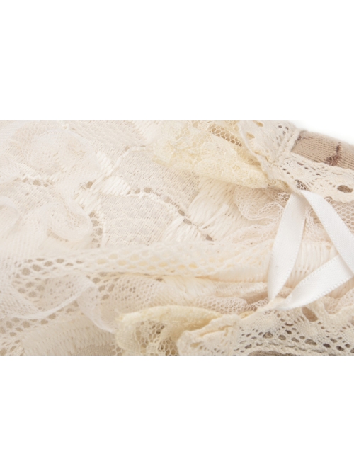 Steampunk Apricot Lace-up Brown Long Gloves