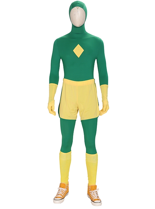 Wanda Vision Vision Green Bodysuit Yellow Cloak Halloween Cosplay Accessories Yellow Socks And Shoes