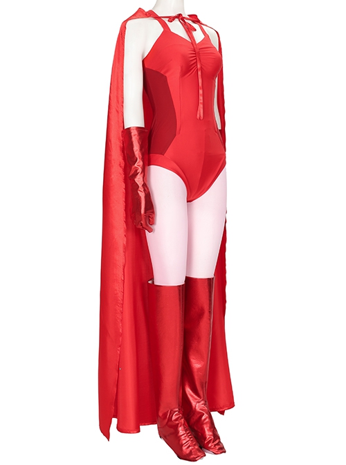 Wanda Vision Scarlet Witch Wanda Maximoff Halloween Cosplay Costume Red Cloak