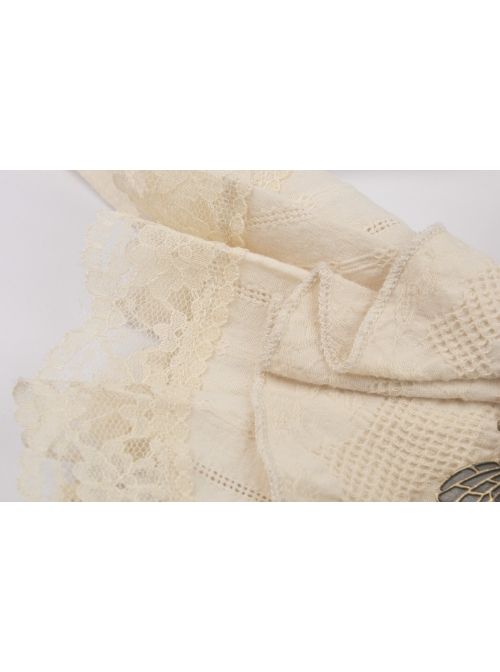 Steampunk Apricot Lace Frill Bee Pendant Short Gloves