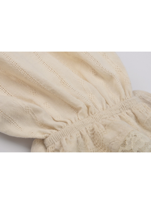 Steampunk Apricot Lace Frill Bee Pendant Short Gloves